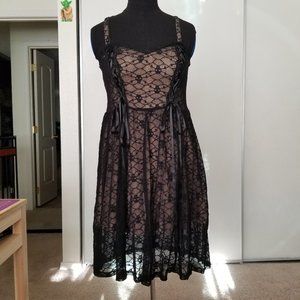 Nude & Black Skull Lace Dress by Tripp